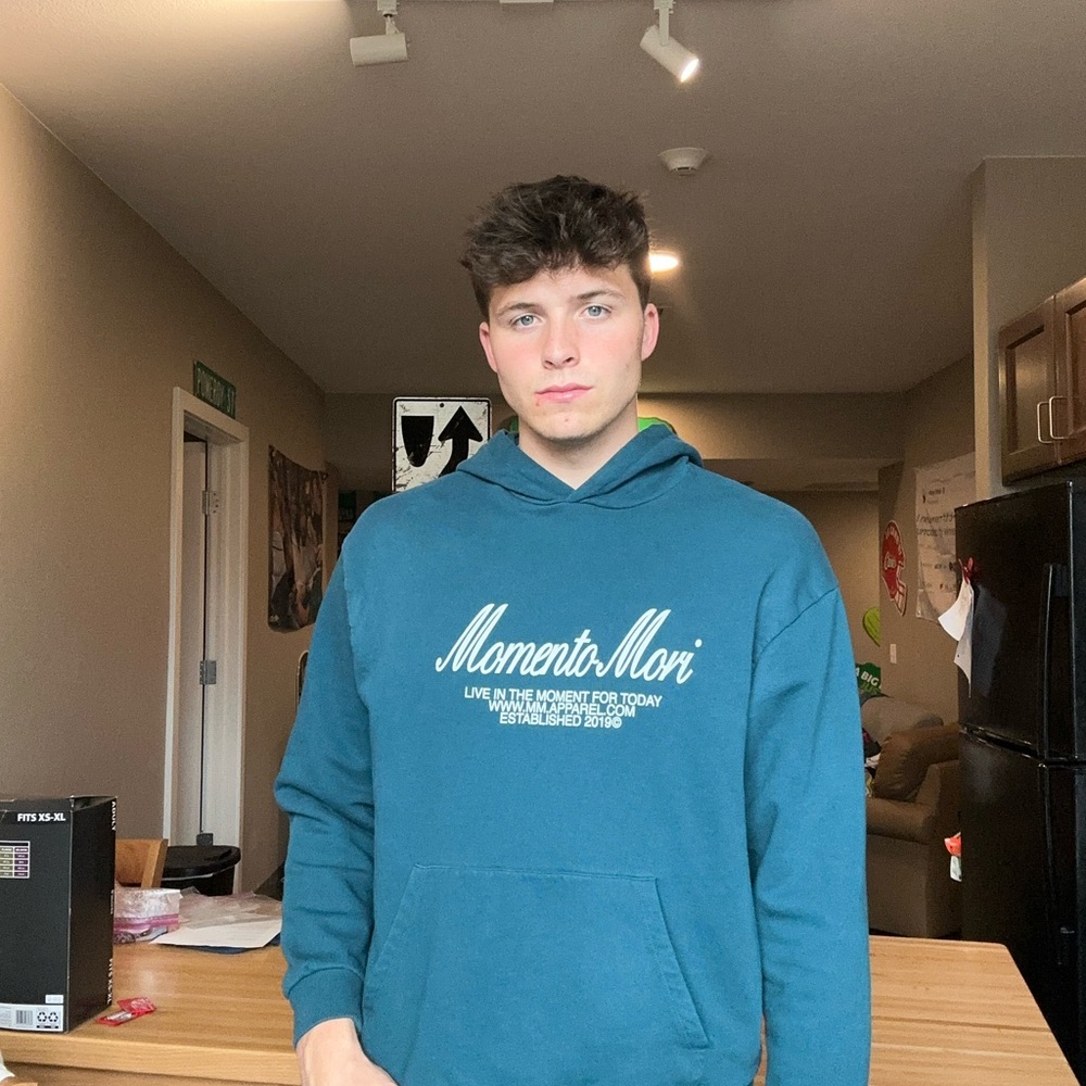 ASOS Design “Momento Mori” Blue Hoodie – Men’s Medium (Fits M/L)